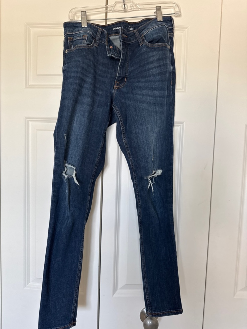 Old Navy Women’s Navy Super Skinny Jeans Distressed Size 8